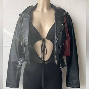 BNWT fashion nova Black Leather Jacket
